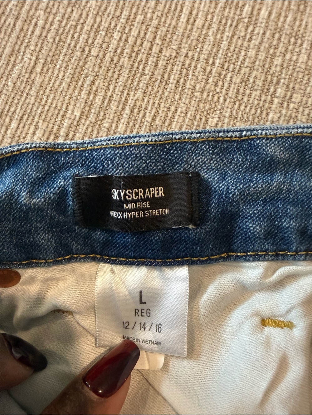 Express Denim Jeans - Light Blue with Gold Stitching